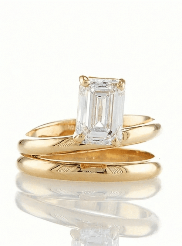 Double Halo ring - yellow gold